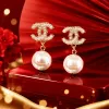 Moda oro perla doble C orejeras temperamento elegante simple y versátil orejeras moda mujer pendientes accesorios Specification image